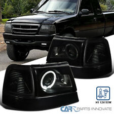 Fit 1998-2000 Ford Ranger Led Halo Black Smoke Projector Headlights Corner Lamps
