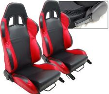 2 Black Red Leather Racing Seats Reclinable All Honda