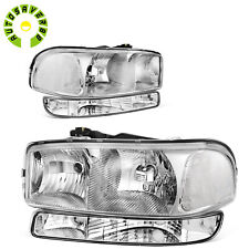 For 99-06 Gmc Sierra 1500 2500 Chrome Headlights Bumper Lamps Clear Reflector