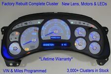03 04 05 06 Chevy Tahoe Cluster Custom White Factory Reman Complete Blue Led Bs
