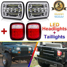 For Jeep Wrangler Yj 1987-1995 Led Headlights Taillights Kit Combo Beam Halo Drl