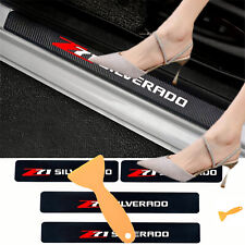 For Chevy Silverado Z71 Car Door Sill Protector Carbon Fiber Leather Sticker