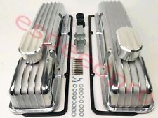 Small Block Chevy Sbc 305 327 350 400 Tall Polished Finned Aluminum Valve Covers