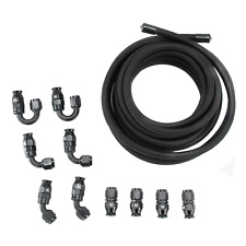 Black 6an -6an Stainless Steel Ptfe Fuel Line 16ft 10 Fittings Hose Kit E85