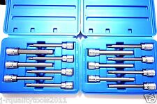 14 Pc Extra Long Hex Bit Socket Allen Wrench Set Sae And Metric Combo Tool