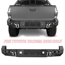 Offroad Steel Rear Bumper With Led Lights D-rings For 2005-2015 Toyota Tacoma