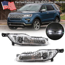 For Ford Fusion 17-18 Explorer 18-19 Clear Front Bumper Led Fog Light Lamps Set