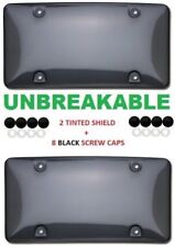 2 Unbreakable Tinted Smoke License Plate Tag Holder Frame Bumper Shield Covers