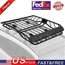 63x43 Extendable Roof Rack Steel Luggage Cargo Carrier Top Basket Suv Truck