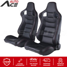 Racing Seat Universal Black Leather Reclinable Bucket Sport Seat Set Of 2