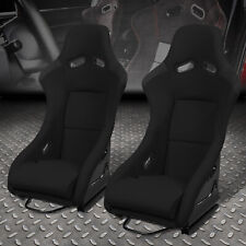 Pair Of Universal Fiberglass Black Fabric Fixed Position Racing Bucket Seat Lr