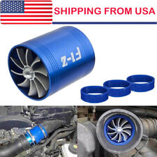 Universal Car Double Turbine Turbo Air Intake Gas Fuel Saver Fan Supercharger Us