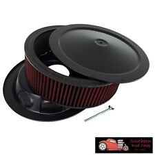14 Round Black Air Cleaner Assembly Recessed Base Red Washable Chevy Ford 350