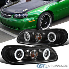 Black Projector Headlights Fits 1997-2003 Chevy Malibu Led Halo Lamps Leftright