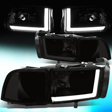 For 1994-2002 Dodge Ram Truck Smoked Housing Clear Side Led Drl Headlightslamps