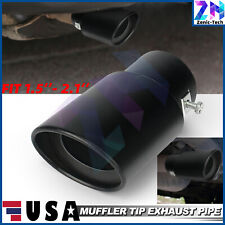 Black Straight Car Exhaust Pipe Muffler Tip Tail Throat Stainless Steel 63mm Us