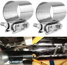 2 Pack 2 Butt Joint Band Clamp Exhaust Muffler Pipe Catback Stainless Steel
