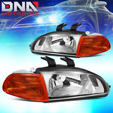 For 1992-1995 Honda Civic Oe Style Chrome Housing Amber Corner Headlight Lamps