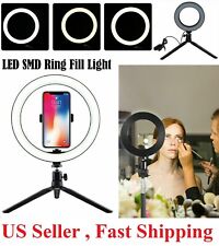 8 Led Ring Light With Tripod Stand Phone Holder Dimmable Desk Makeup Kit Us