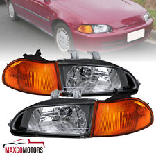 Black Headlightscorner Lamps Fits 1992-1995 Honda Civic Eg Eh Ej 4dr Sedan Pair
