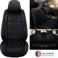 Black Pu Leather 5-seats Car Seat Covers Front Rear Full Set Protector Cushion