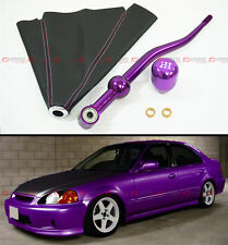 Jdm Purple Dual Bend Short Throw Shifter 5 Speed Shift Knob Leather Boot Combo