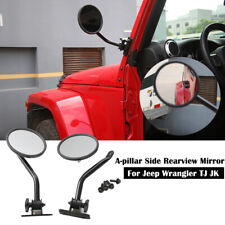 A-pillar Side Rearview Mirror Hinge Round Mirrors For Jeep Wrangler Jk Tj 1997