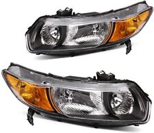 For 2006-2011 Honda Civic Coupe 2dr Black Housing Headlights Assembly Lamps Pair