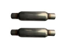 Pair Of 2.5x17 Inoutlet Stainless Steel Glasspack Exhaust Resonator Muffler