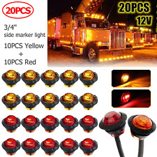 20pcs 34in Marker Lights Led Bullet Amber Red Truck Trailer Rv Round Side Lamp