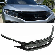 For 19-2021 Honda Civic Coupe Sedan Type-r Style Gloss Black Mesh Front Grille