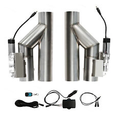 2pc 2.5 Electric Exhaust Downpipe E-cut Out Valve One Controller Remote Kit