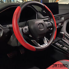 15 38cm Carbon Fiber Red Leather Car Steering Wheel Cover Anti Slip For Acura