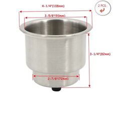 2pcs Stainless Steel Brushed Cup Drink Holder Marine Boat Car Truck Camper Rv
