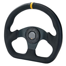 13 320mm Racing Flat Drift Sport Leather Steering Wheel Black Horn Universal
