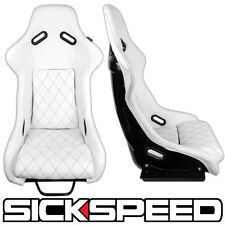Sickspeed Gaijin Series White Diamond Stitch Racing Vip Bucket Seats P6