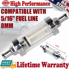 516 Inlet See-through Glass Petrol Diesel Inline Fuel Filter Reusable Washable