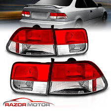 For 1996 1997 1998 1999 2000 Honda Civic 2dr Coupe Red Clear Brake Tail Lights