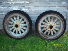 Huge Vintage Truck Wood Wheels Solid Rubber Tires Mack White Ih Dodge Chevy Ford