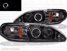 1994-1998 Ford Mustang Halo Projector Headlights Black Clear