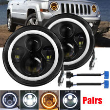 For 2008-2016 Jeep Patriot Pair 7 Inch Round Led Headlights Drl Projector Light