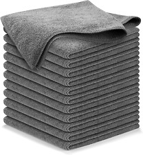 Microfiber Cleaning Cloth Grey - 12 Packs 12.5x12.5 - High Performance - 1200