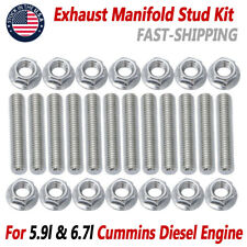 Stainless Steel Bolts Exhaust Manifold Stud Kit For 5.9l 6.7l Cummins 1989-2019