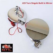 4 Round Led Curved Arm Stainless Side View Peep Mirrors Door Edge Mount Chevy