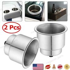 2x Stainless Steel Cup Drink Holders For Marine Boat Car Truck Camper Rv W Drain