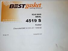 Chevrolet Gmc 235 Ci. 261 Ci. Rubber Rear Main Seal Set Best 1956 - 1962 Usa