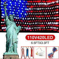 Extra Bright Usa American Flag Lights Net String Light Leds 3 X 6.5 Ft Outdoor