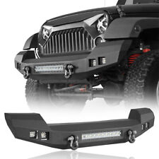 Steel Front Bumper W Led Light Bar For 2007-2018 Jeep Wrangler Jk Unlimited