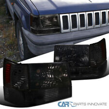 Fits 93-96 Jeep Grand Cherokee Smoke Lens Headlights Tinted Bumper Corner Lamps