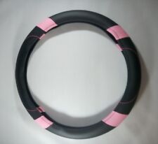 2016 Black Pink Slip-on Pu Steering Wheel Cover Perfect Fit Non-slip Handling